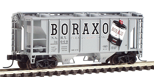PS-2 2-Bay Covered Hopper -- Boraxo #31060 (gray, black, red)