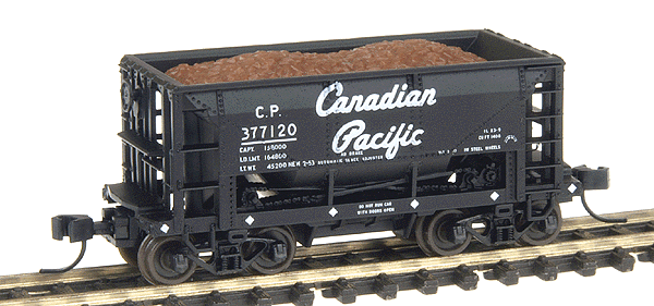 25' 70-Ton Ore Car - Ready-to-Run -- Canadian Pacific #377120 (black, white "Script Herald")