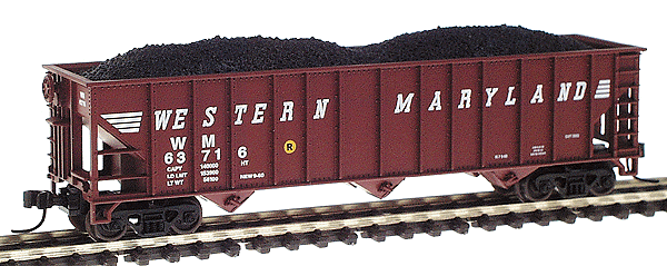 90-Ton 3-Bay Hopper w/Load -- Western Maryland (Oxide Red) #63716