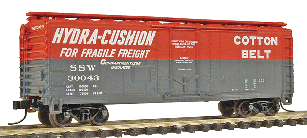 40' Plug-Door Boxcar - Assembled -- St. Louis Southwestern "Cotton Belt" #30043 (red, gray, white)