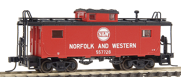 NE-6 Caboose - Assembled; NKP Style w/Side Windows Further From Cupola -- Norfolk & Western #557728 (red, white)