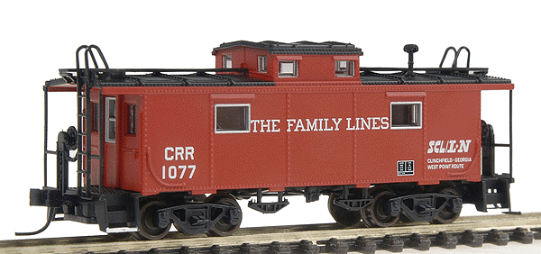 NE-6 Caboose - Assembled; New Haven Style w/Side Windows Closer to Cupola -- Family Lines (Clinchfield) #1077 (red, white)