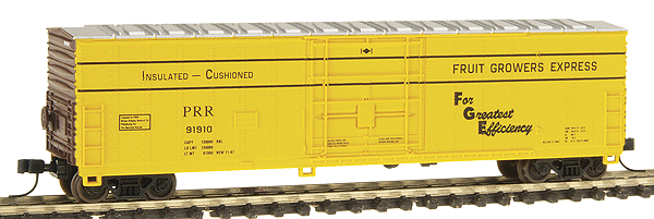 Fruit Growers Express 50' Boxcar -- Pennsylvania - FGE "Stripes" #91910 (yellow w/brown ends, black lettering)