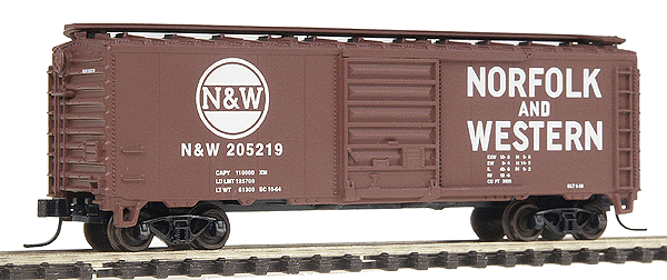 40' PS-1 Boxcar w/AccuMate(R) Couplers -- Norfolk & Western #205219 (Boxcar Red, white)