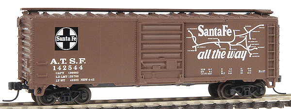 40' PS-1 Boxcar w/AccuMate(R) Couplers -- Santa Fe #142544 (Boxcar Red, white; "Super Chief" slogan)