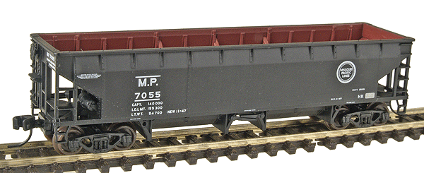70-Ton Hart Ballast Car - Assembled -- Missouri Pacific (black, white)