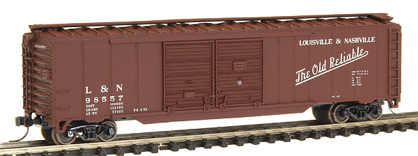 50' Staggered Double-Door Boxcar -- Louisville & Nashville "Old Reliable" #98557 (Boxcar Red, white)