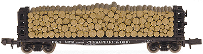 Pulpwood Flatcar w/Load -- C&O
