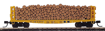 Pulpwood Flatcar w/Load - Assembled -- Frisco #4304
