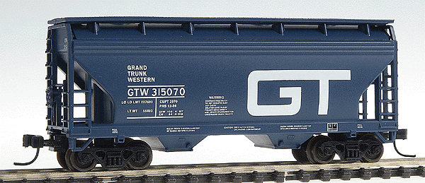 ACF 2-Bay Centerflow Covered Hopper -- Grand Trunk Western #315070 (blue, white)