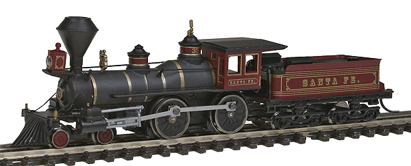 4-4-0 American - Standard DC - Master(R) -- Santa Fe #35 (black, red, gray, gold)
