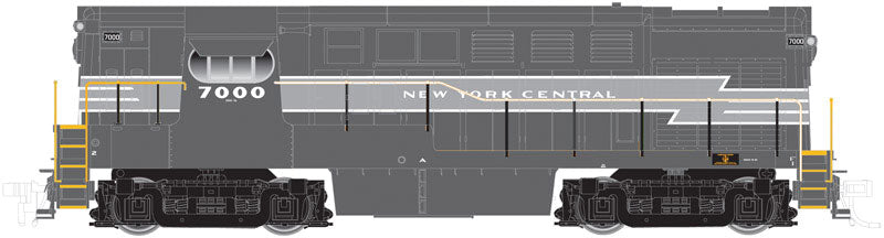 FM H16-44 Early Body/Cab w/Sill Handrails - Standard DC - Master(R) -- New York Central #7000 (Lightning Stripe, 2-Tone Gray)