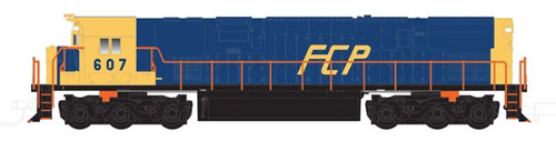 Alco C628 Phase IIA w/DCC - Master(R) -- Ferrocarril Del Pacifico #607 (blue, yellow, Large FCP)