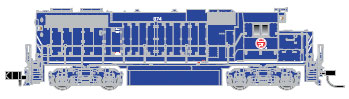 EMD GP38-2 Low Nose, No Dynamic Brakes w/DCC -- Missouri Pacific #860 (Jenks Blue, Buzz Saw Logo)