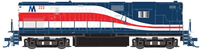Alco C420 Phase 2B High-Nose, No Dynamic Brakes - Standard DC -- Long Island #225 (Wave Scheme, blue, red, white)