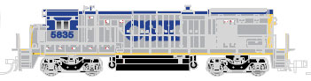 GE B36-7 Low Nose - Standard DC -- CSX #5908 (gray, blue, yellow, blue Roof)