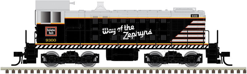 Alco S2 w/LokSound & DCC - Master(R) -- Chicago, Burlington & Quincy #9302 (black, gray, red, yellow, Zephyrs Slogan
