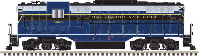 EMD GP9 - Torpedo Tube Air Tanks - Standard DC - Master(R) -- Baltimore & Ohio #6604 (blue, gray, black)