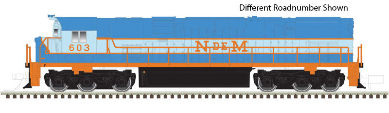 Alco C628 w/LokSound & DCC - Master(R) -- Nacionales de Mexico #605 (2-Tone blue, orange)