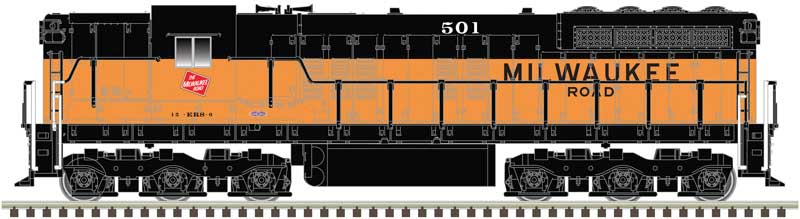EMD SD7 w/DCC - Master(R) -- Milwaukee Road #512 (orange, black, Large Lettering on Long Hood)