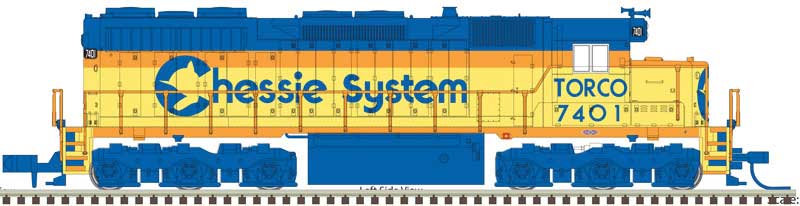 EMD SD35 Low Nose - Standard DC - Master(R) Silver -- Chessie System / TORCO #7802 (yellow, blue, vermillion)