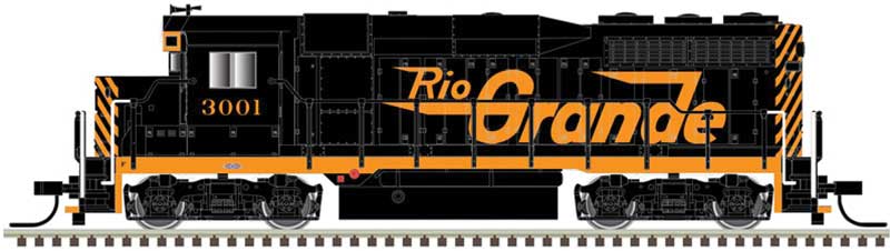 EMD GP30 Phase 2 with Nose Headlight - LokSound & DCC -- Denver & Rio Grande Western 3027 (orange, black, Large Flying Grande)