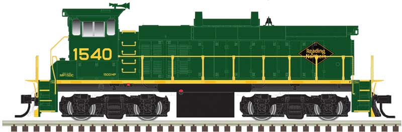 EMD MP15DC - Standard DC - Master(R) -- Reading & Northern 1543 (green, black, yellow)