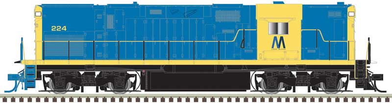 Alco C420 Phase 2B High-Nose, No Dynamic Brakes - Standard DC - Master Silve -- Long Island 228 (As-Delivered, blue, yellow)