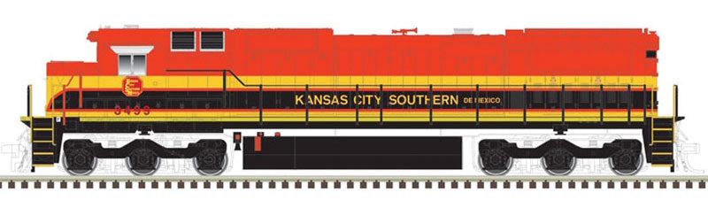 GE Dash 8-40C - Standard DC - Master(R) Silver -- Kansas City Southern 3499 (Southern Belle, red, black, yellow)