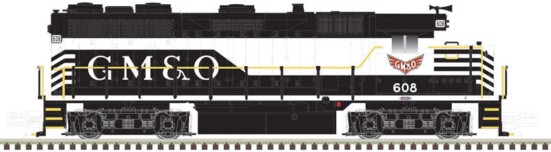 EMD GP35 - Standard DC - Master(R) Silver -- Gulf, Mobile & Ohio #608 (black, white)