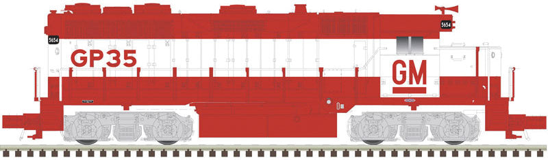 EMD GP35 - Standard DC - Master(R) Silver -- Electro-Motive Division #5654 (Demonstrator; red, white)