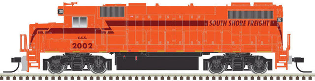 EMD GP38-2 Phase II - Standard DC -- South Shore Freight 2005 (orange, maroon, silver)