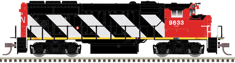 GMDD GP40-2W - LokSound and DCC - Master(R) Gold -- Canadian National 9655 (Zebra Stripes, black, white, red)