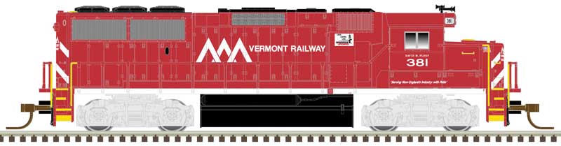 EMD GP60 - Standard DC - Master(TM) Silver -- Vermont Railway 381 (red, white)