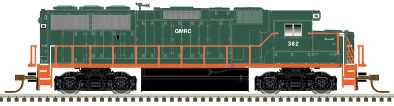 EMD GP60 - Standard DC - Master(TM) Silver -- Green Mountain Railroad 382 (green, orange)