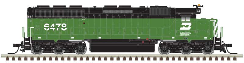 EMD SD45 Low Nose - Standard DC - Master(R) Silver -- Burlington Northern #6536 (Cascade Green, black)