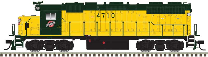 EMD GP38 Low Nose w/Dynamic Brakes - LokSound & DCC - Master(R) Gold -- Chicago & North Western #4705 (yellow, green)
