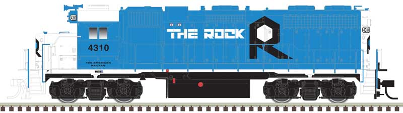 EMD GP38 Low Nose w/Dynamic Brakes - LokSound & DCC - Master(R) Gold -- Rock Island Rail #4310 (2020s, blue, black, white, Ditch Lights)