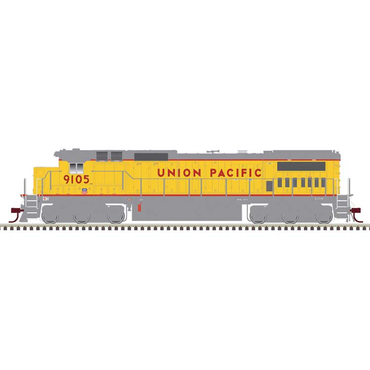 GE Dash 8-40C - Front Ditch Lights - LokSound & DCC - Master(R) -- Union Pacific #9144 (Armour Yellow, gray, red)