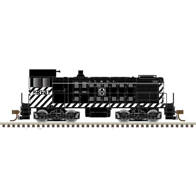 Alco S2 w/LokSound & DCC - Master(R) -- Santa Fe #2373 (black, white, blue)