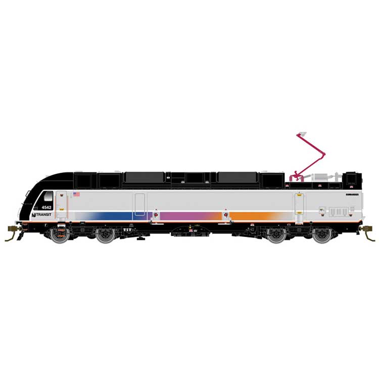 ALP-45DP Loco, Multi-Level Commuter Cab Car & Trailer Train Only - Standard -- NJ Transit #4505, Cab #7049, Coach #7645 (silver, magenta, orange, blue)-1
