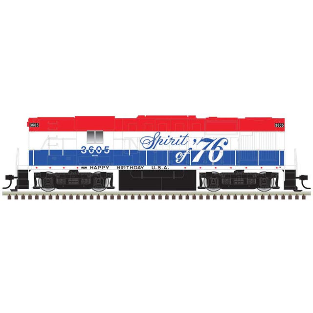 Alco RS11 - Standard DC - Classic Silver -- Duluth, Winnipeg & Pacific #3605 (Bicentennial, red, white, blue)