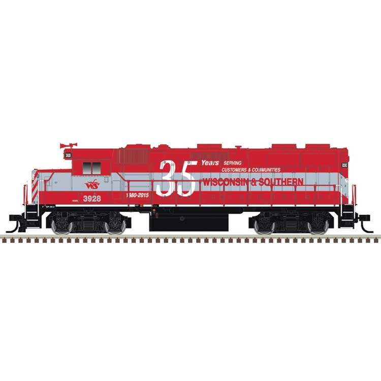 EMD GP39-2 Phase I - LokSound and DCC - Master(R) Gold -- Wisconsin & Southern #3928 (35th Anniversary, gray, red)