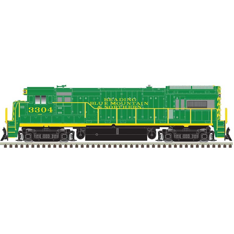 GE U33/36B - Standard DC - Master(R) Silver -- Reading & Northern #3304 (green, yellow)