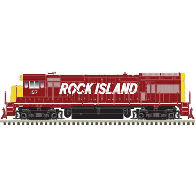 GE U33/36B - Standard DC - Master(R) Silver -- Rock Island #193 (maroon, yellow, white Billboard Lettering)