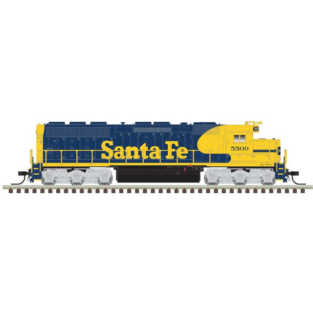 EMD SD45 Low Nose - Standard DC - Master(R) Silver -- Santa Fe #5509 (Warbonnet, blue, yellow)