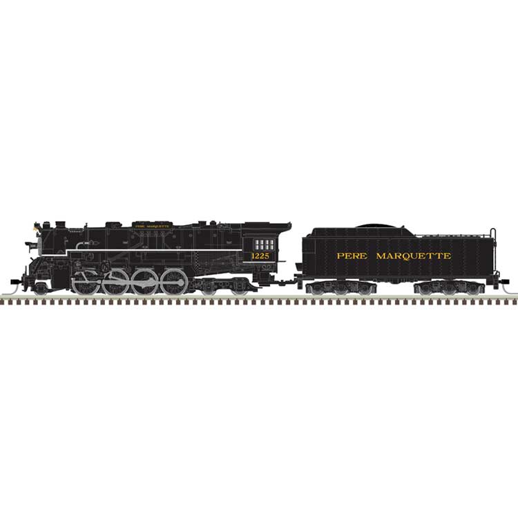 2-8-4 Berkshire - Sound and DCC - Master(R) Gold -- Pere Marquette #1225 (black, graphite, yellow)