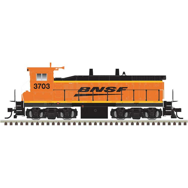 EMD MP15DC - Standard DC - Master(R) Silver -- BNSF Railway #3704 (H3, orange, black, yellow, Wedge Logo)