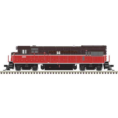 GE U23B - Sound and DCC - Master Gold -- Naugatuck Railroad #2205 (brown, orange, white)
