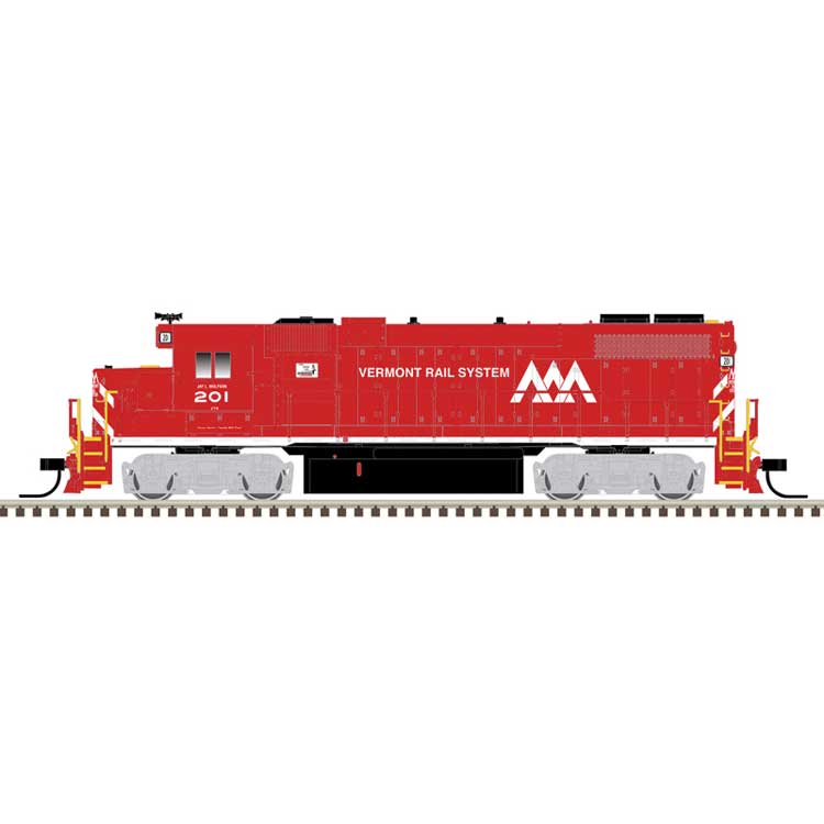 EMD GP38-2 Low Nose - Standard DC - Master Silver -- Vermont Railway #201 (2022 Scheme, red, white)